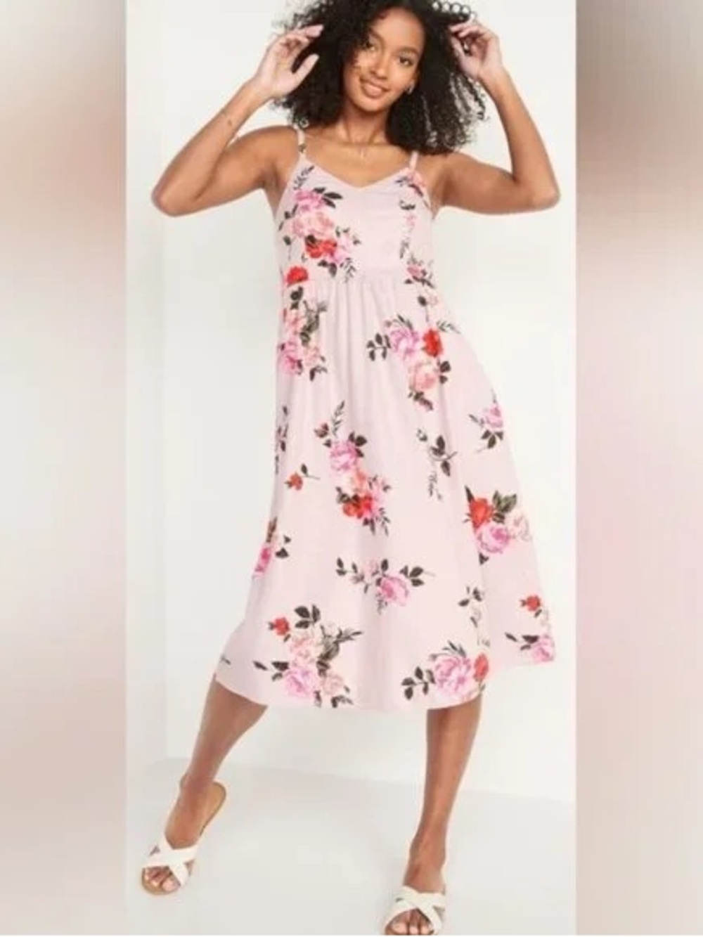 Old Navy Pink Floral Midi Sundress